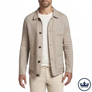Peter Millar Strasse Herringbone Linen Cashmere Shirt Jacket